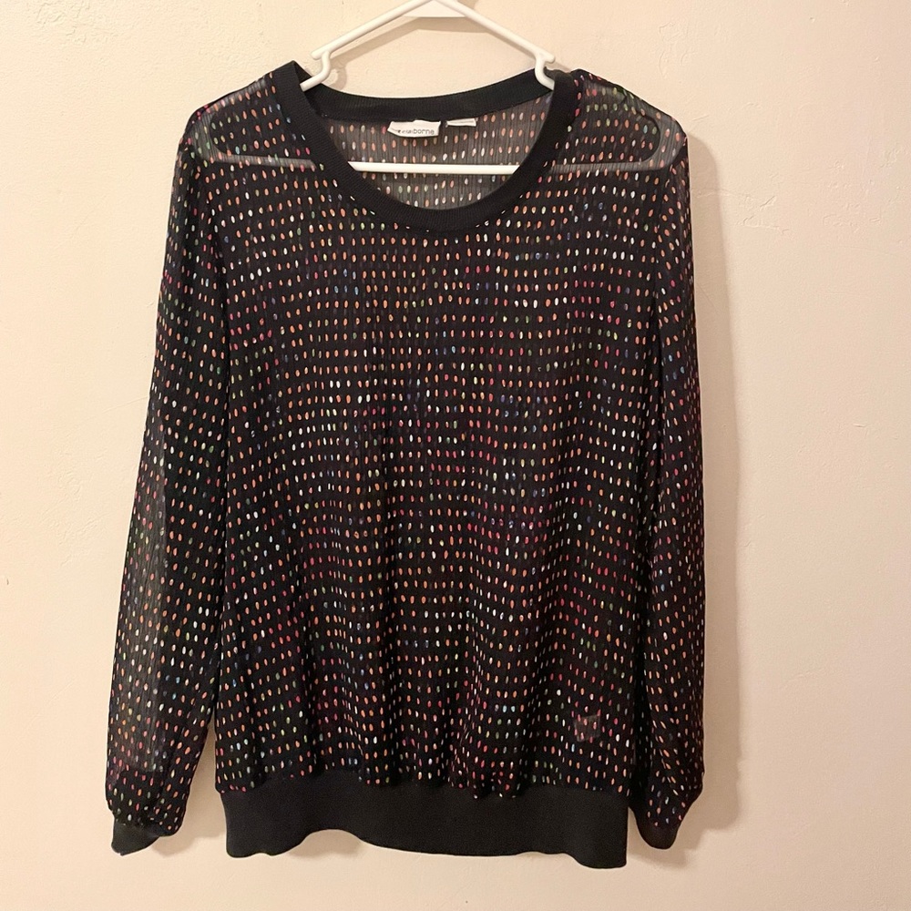 Women’s size L Liz Claiborne colorful speckled sheer top